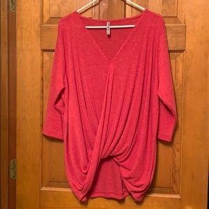 Keanon 3/4 sleeve crossover knit top